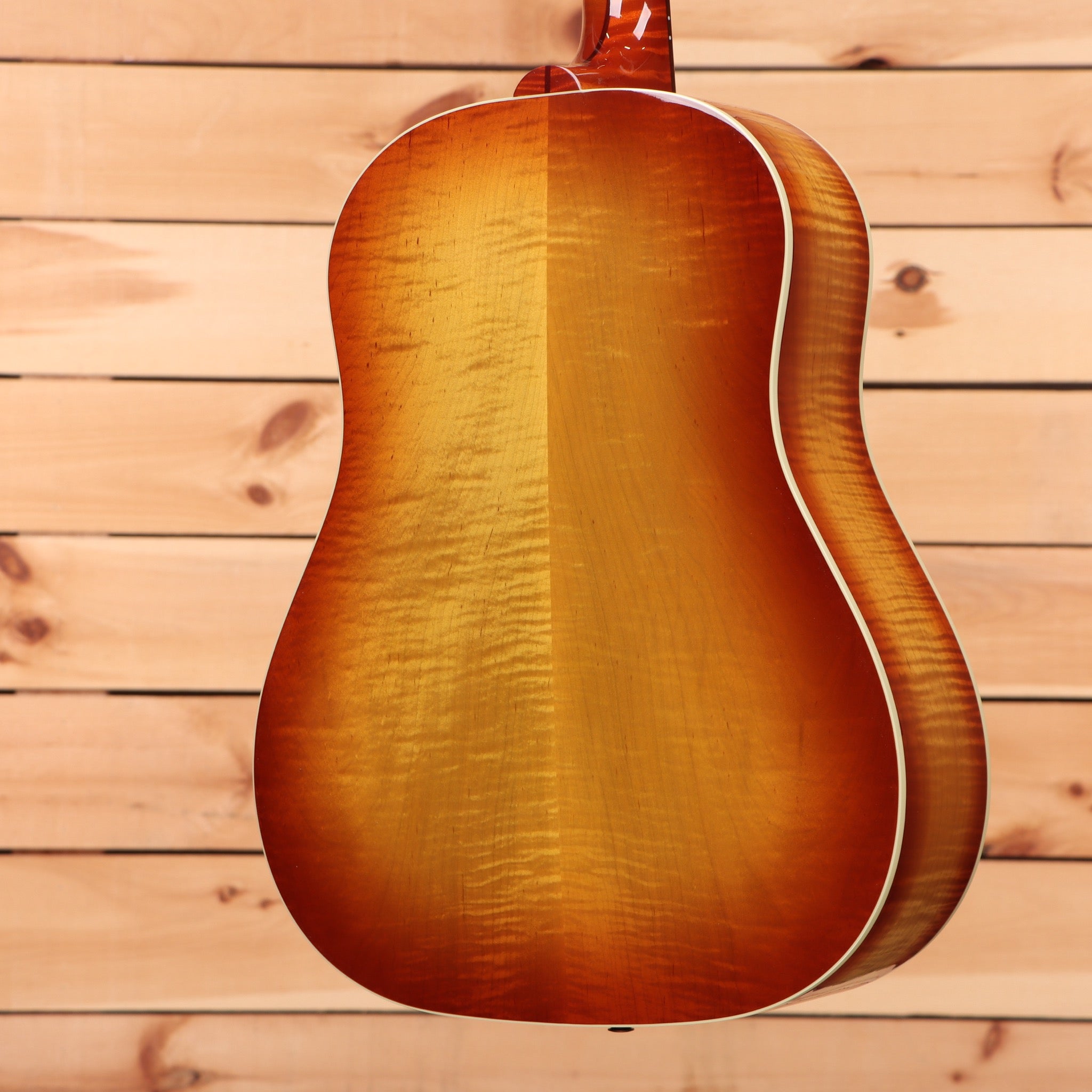 Gibson J-45 Standard acoustic guitar Flame Maple Custom Sunburst with flamed maple back and sides
