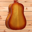 Gibson J-45 Standard acoustic guitar flame maple custom sunburst dreadnought with white binding
