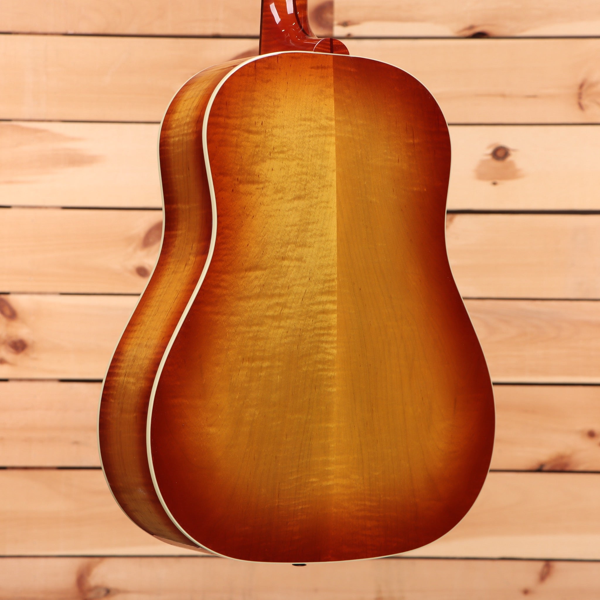 Gibson J-45 Standard acoustic guitar flame maple custom sunburst dreadnought with white binding