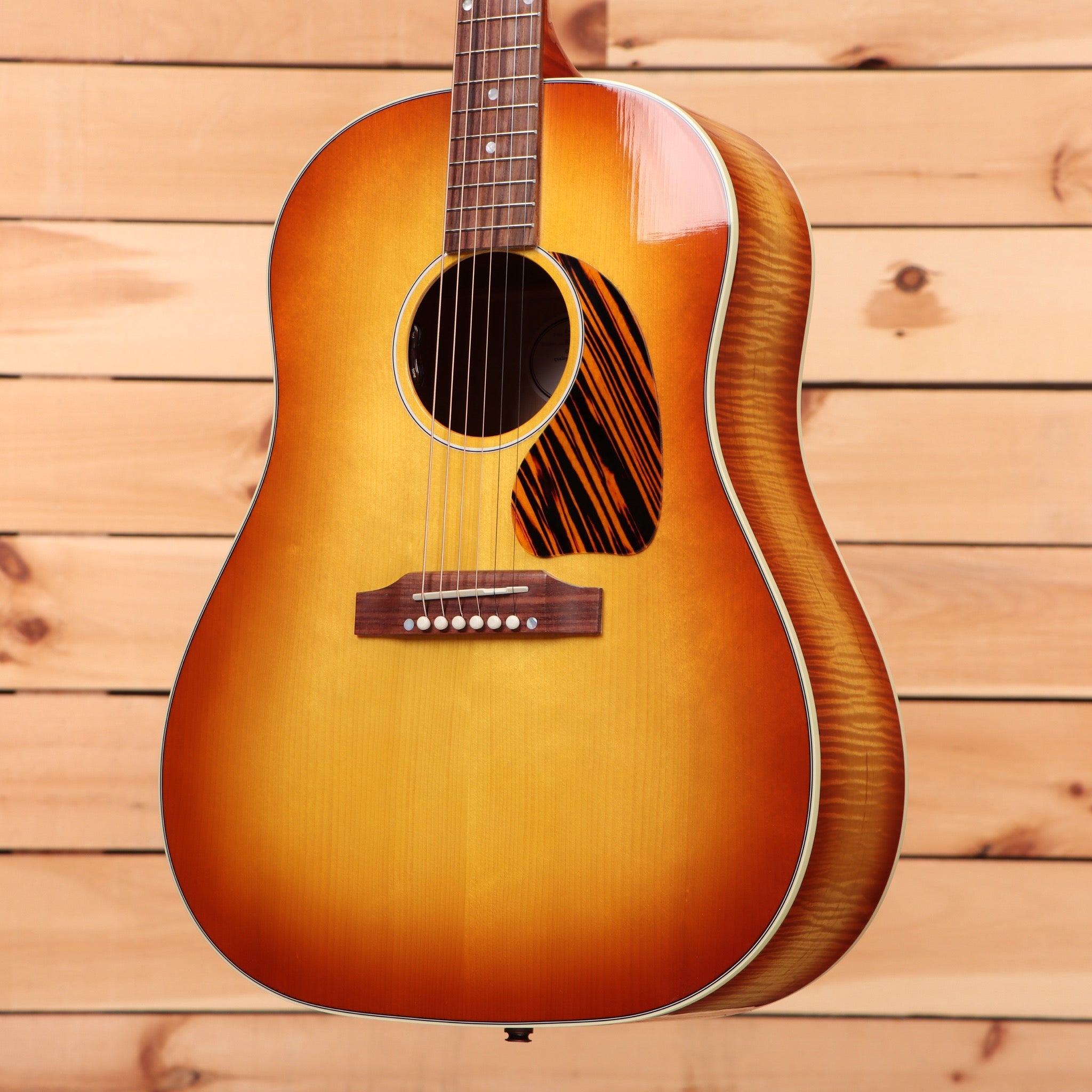 Gibson J-45 Standard dreadnought acoustic guitar Custom Sunburst with flamed maple back and sides
