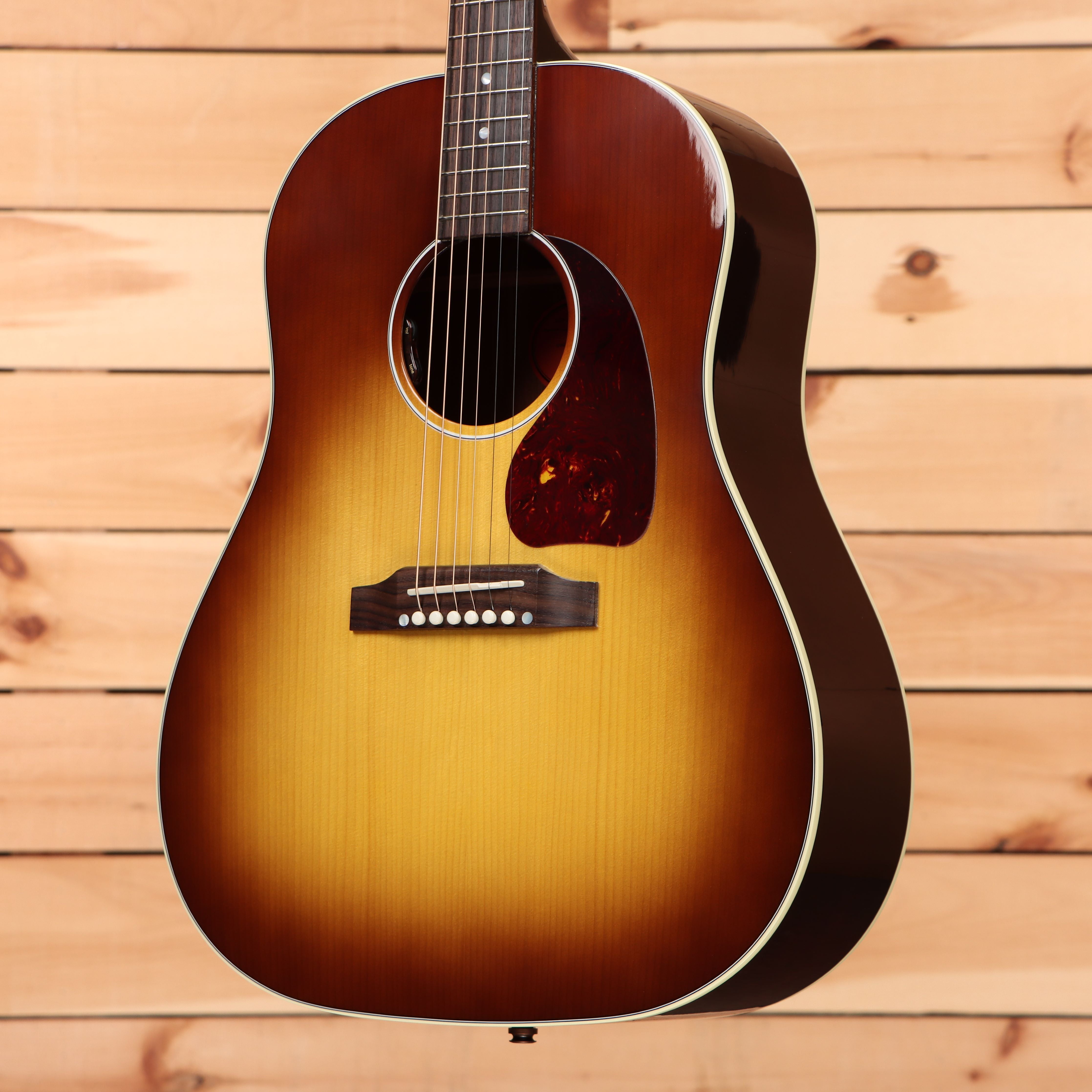 Gibson J45 Standard acoustic guitar Honey Burst Gloss with white binding and rosewood pickguard