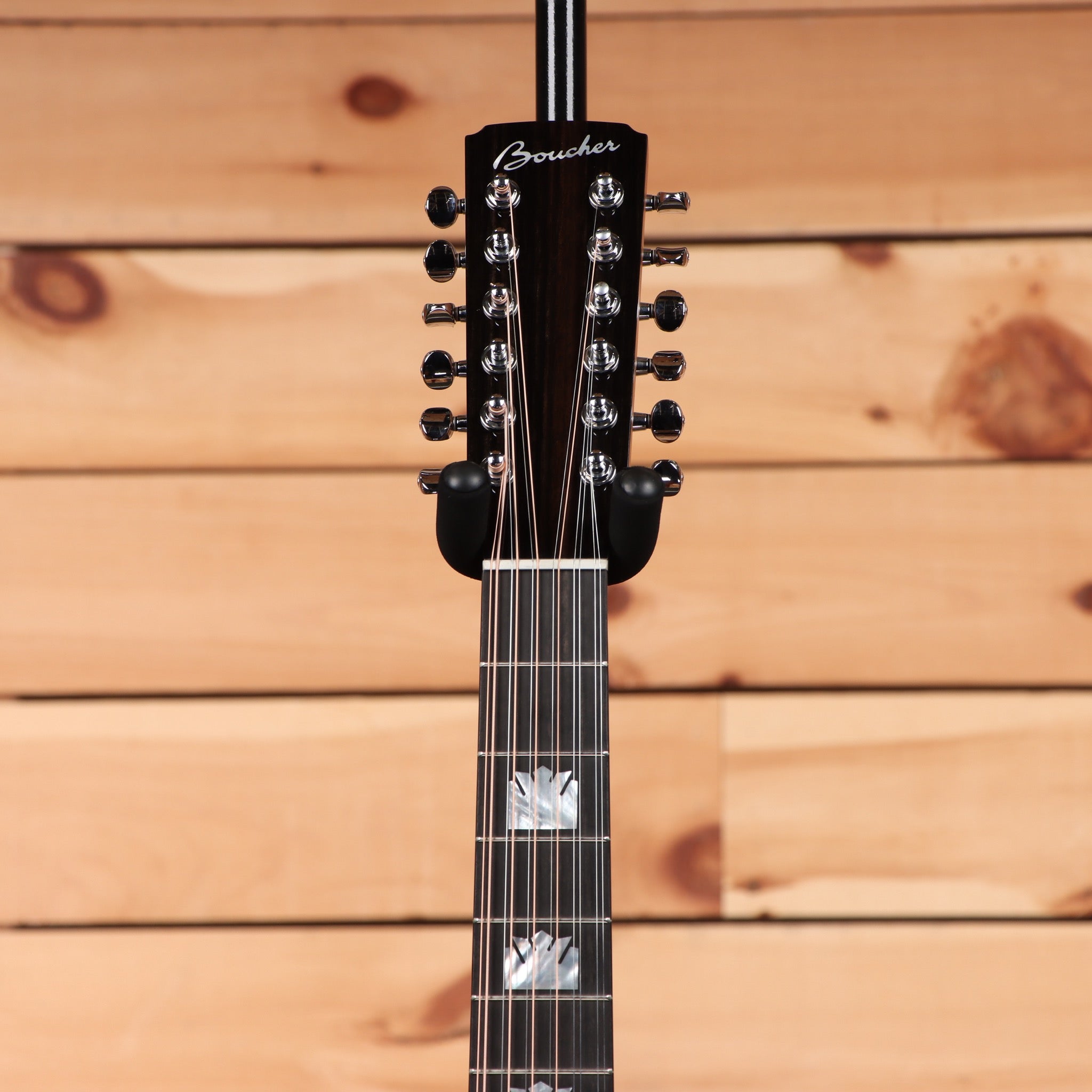 Boucher SG1263E 12-string electric guitar natural finish with chrome hardware and rosewood fretboard
