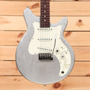 Eastman D'Ambrosio DC-62 semi-hollow electric guitar Inca Silver with cream pickguard and single-coil pickups
