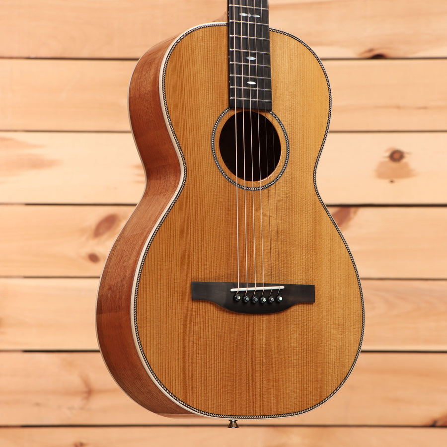 Boucher HG44 concert acoustic guitar natural finish with white binding and rosewood back