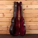 Taylor 724ce acoustic-electric guitar hardshell case black exterior with red velvet interior and gold hardware latches