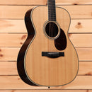 Santa Cruz OM natural pre-owned acoustic guitar with tortoiseshell pickguard and binding detail