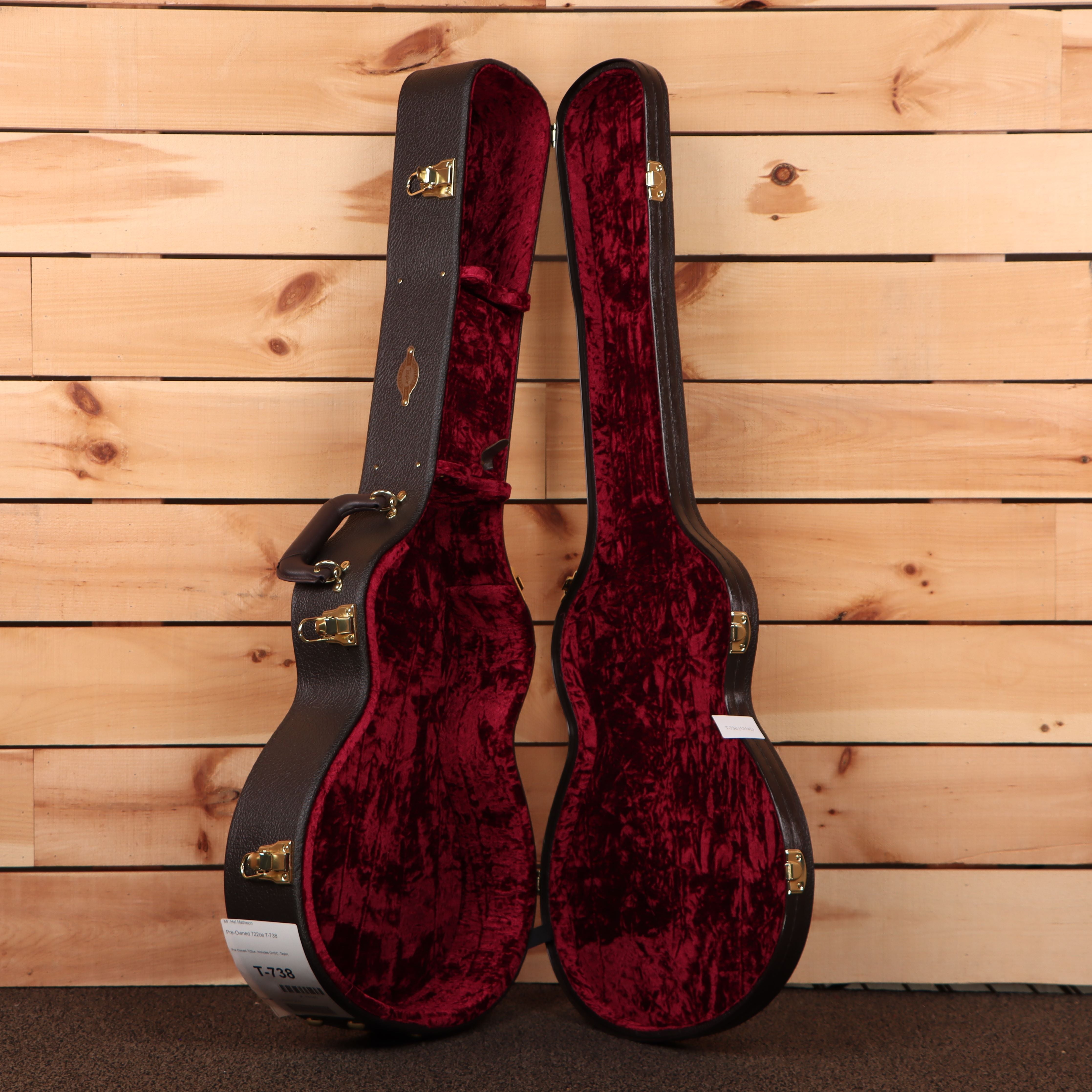 Pre-owned Taylor 722ce Grand Concert acoustic guitar natural finish with gold hardware and burgundy velvet case lining