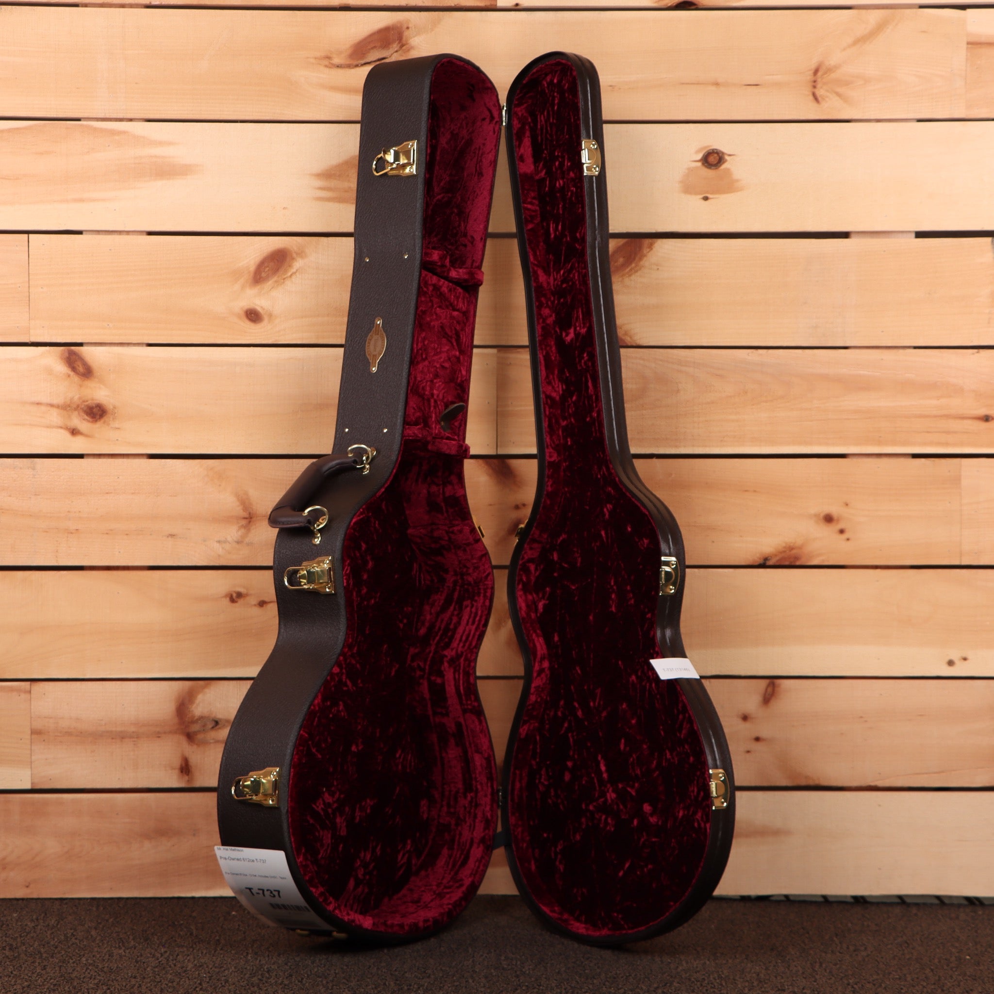 Pre-owned Taylor 612ce Grand Concert acoustic guitar natural finish with gold hardware and burgundy velvet case lining