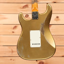 Fender Custom Shop Limited Andy Hicks Masterbuilt 1962 Poblano Stratocaster electric guitar Aged Aztec Gold with white pickguard