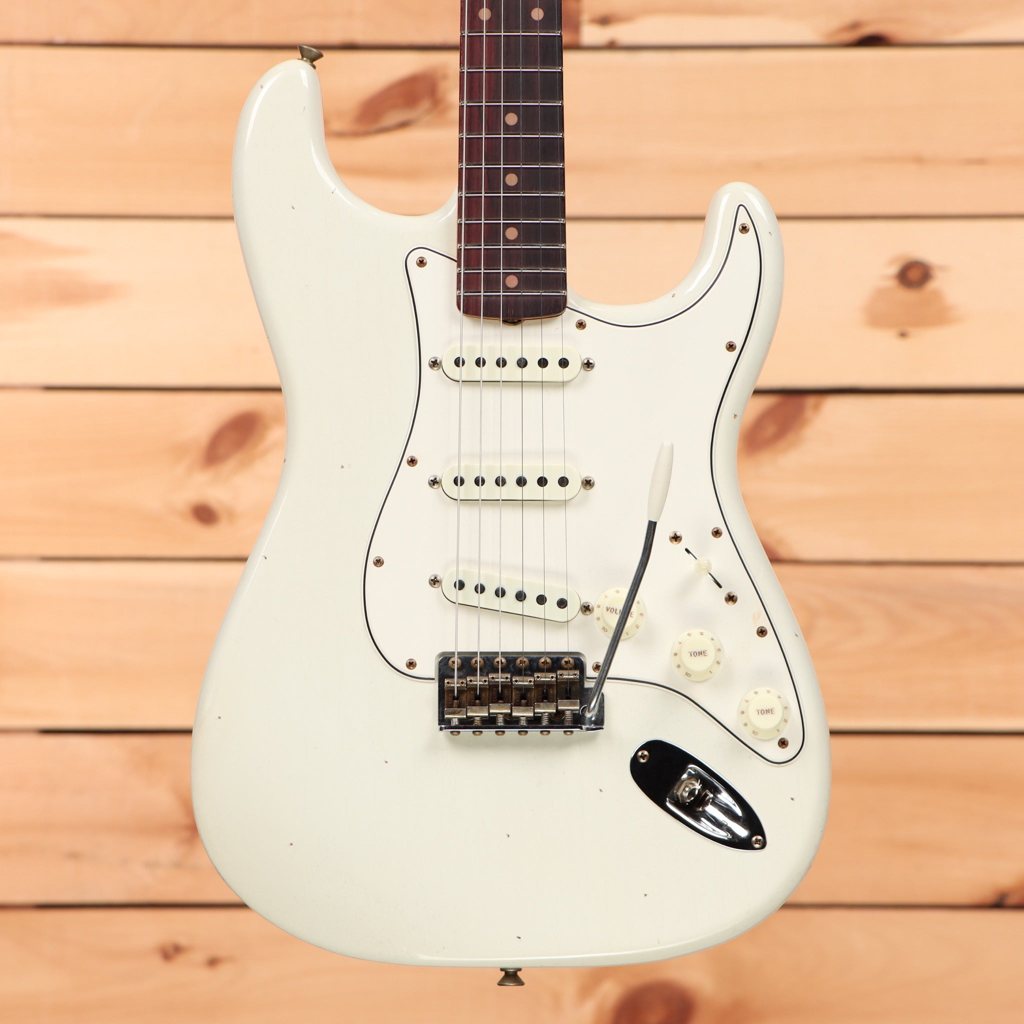 Fender Custom Shop Limited Postmodern Stratocaster electric guitar Olympic White relic finish with single-coil pickups