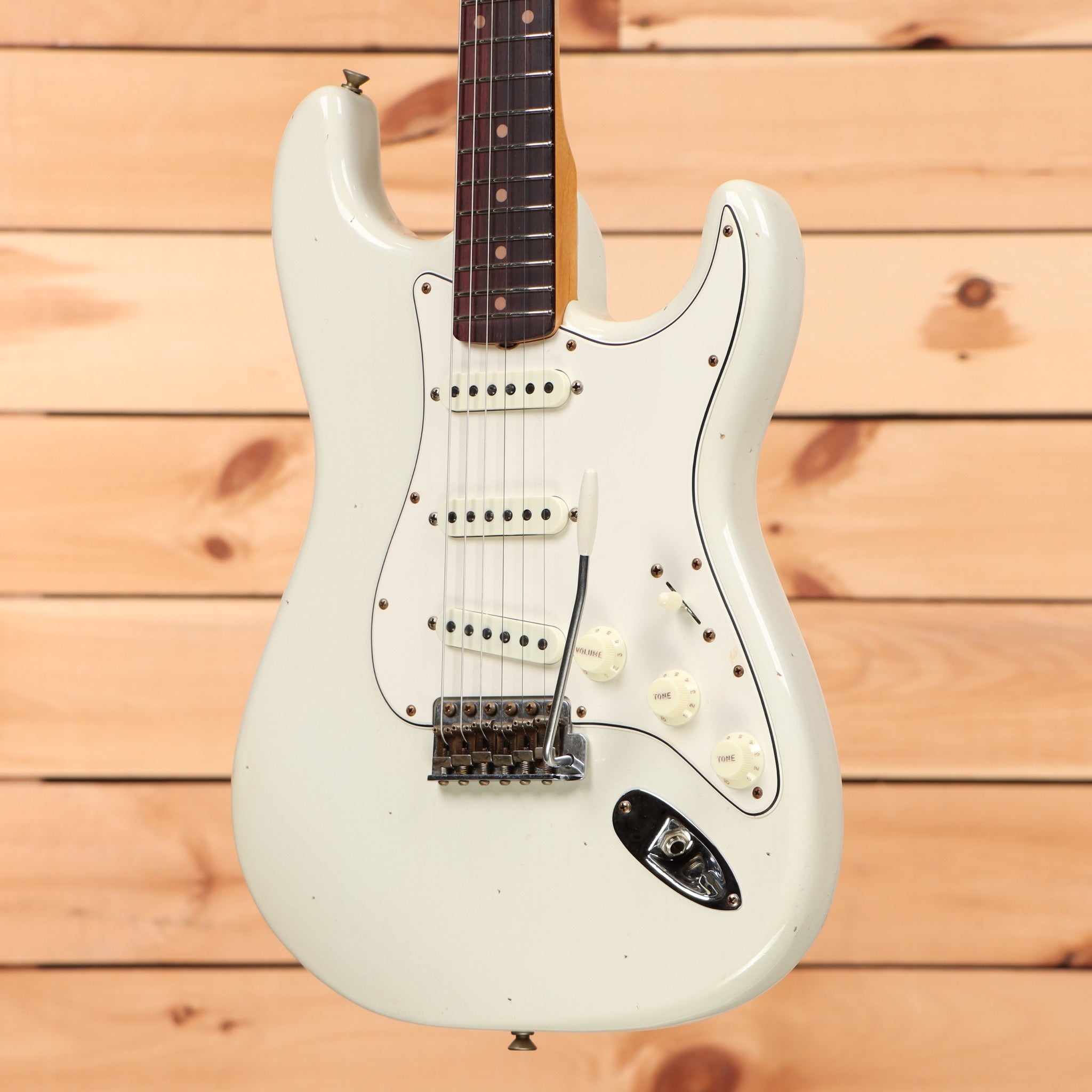Fender Custom Shop Limited Postmodern Stratocaster relic electric guitar Aged Olympic White with single-coil pickups