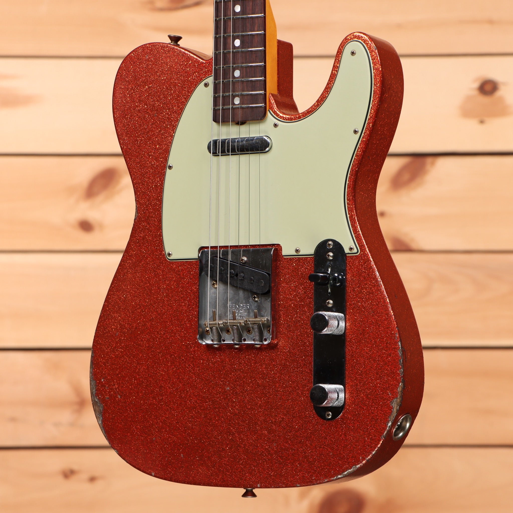 Fender Custom Shop 1964 Telecaster Relic electric guitar aged orange sparkle with single-coil pickups