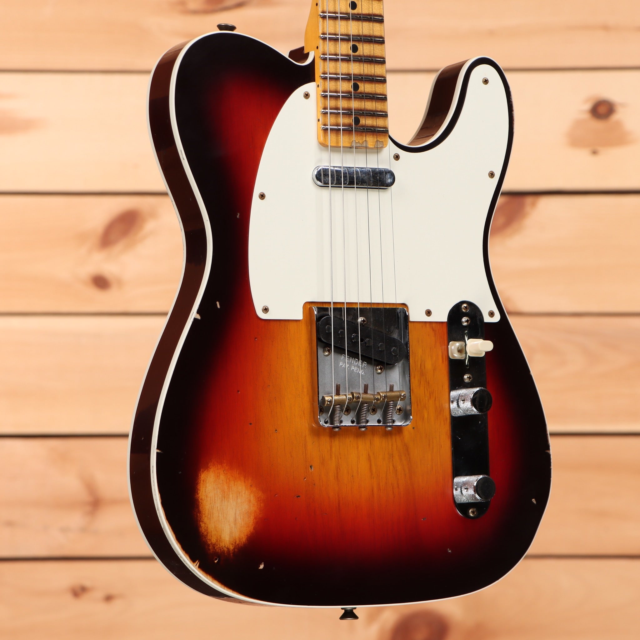Fender Custom Shop 1959 Custom Telecaster relic electric guitar wide fade chocolate 3-tone sunburst with single-coil pickup