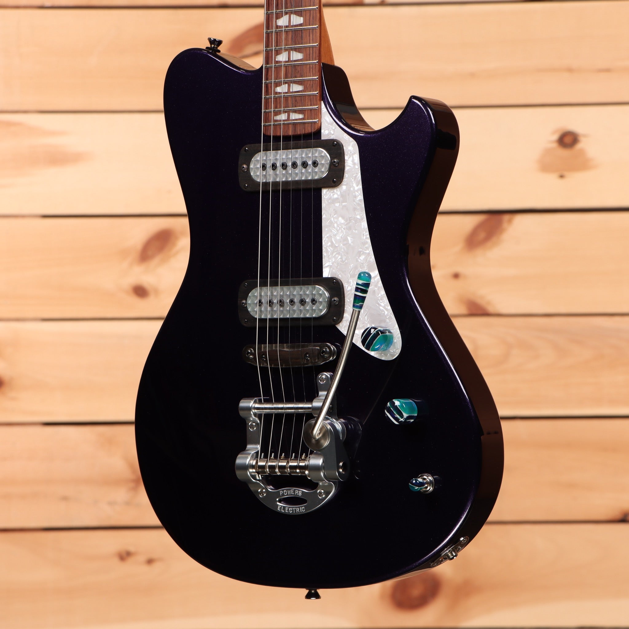 Powers Electric A-Type Cadzzilla electric guitar purple finish dual humbucker pickups