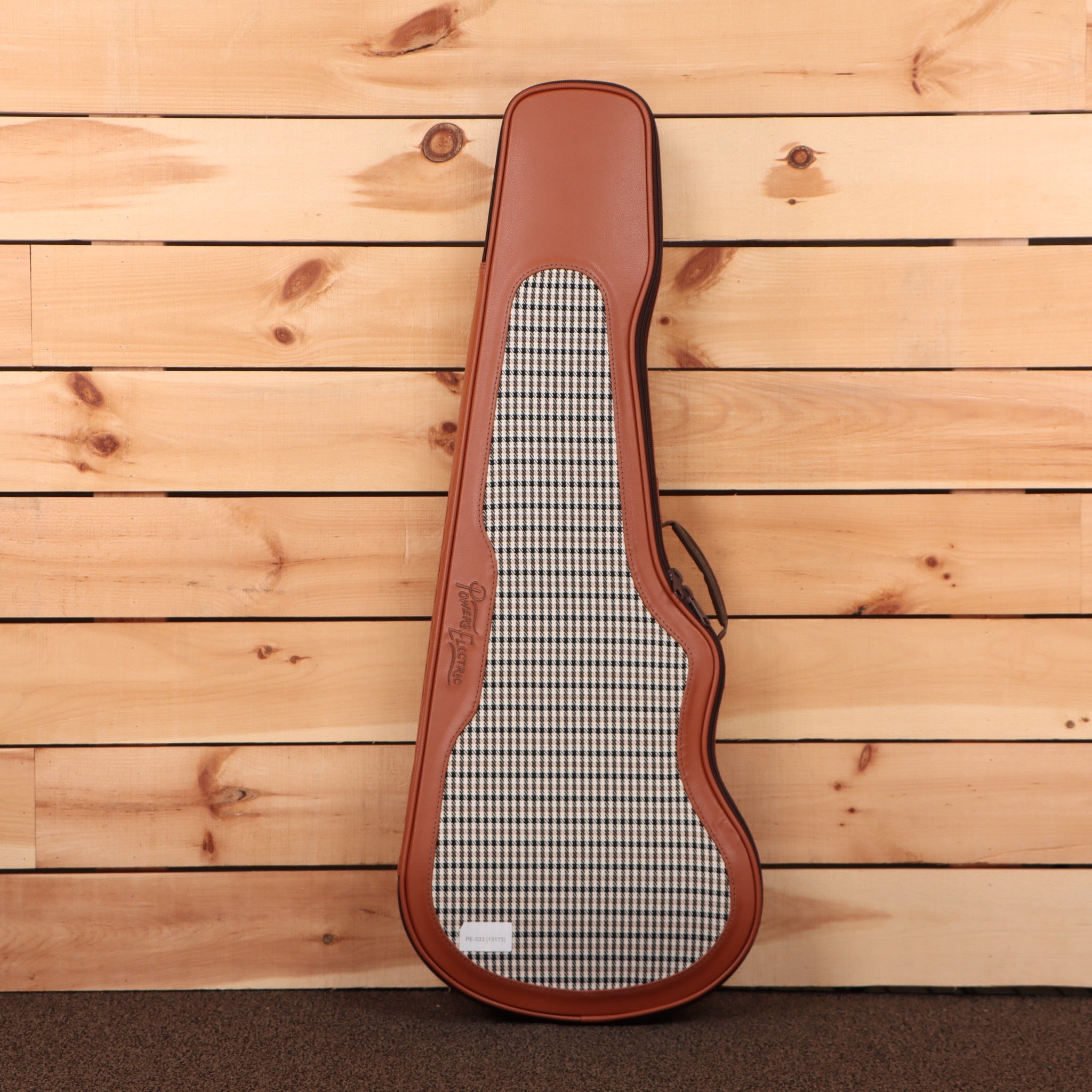 Powers Electric A-Type Cadzzilla Purple guitar case with houndstooth interior lining