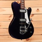 Powers Electric Cadzzilla purple electric guitar with dual humbuckers and pearloid pickguard