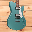 Powers Electric A-Type HT Artesian Turquoise electric guitar with dual humbucker pickups and pearloid pickguard