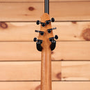 Powers Electric A-Type HT Artesian Turquoise electric bass guitar with black hardware and headstock tuning pegs