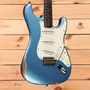 Fender Custom Shop 1959 Stratocaster Relic electric guitar Lake Placid Blue with single-coil pickups and tremolo bridge