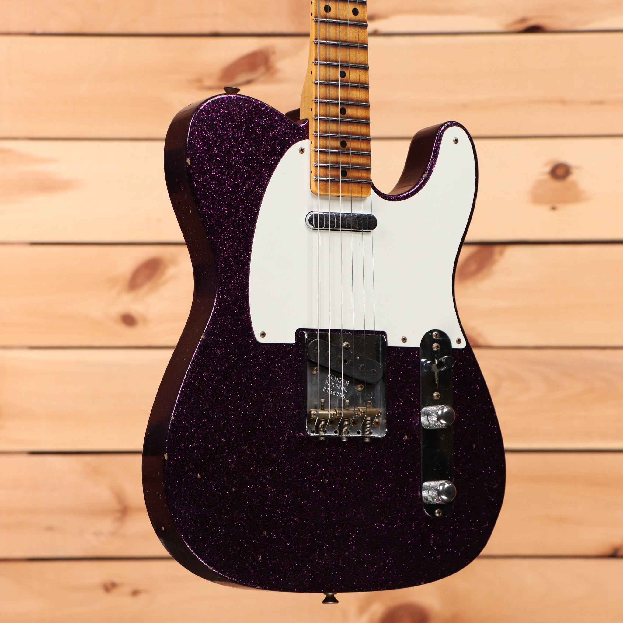 Fender Custom Shop 1955 Telecaster Journeyman Relic electric guitar Faded Aged Magenta Sparkle with maple neck