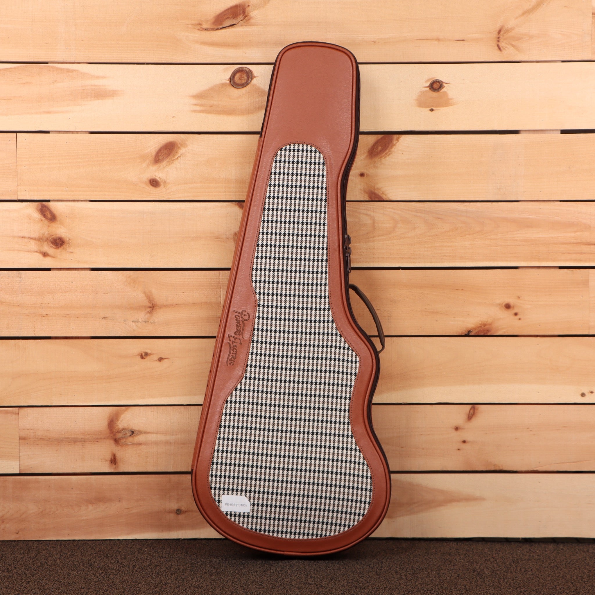 Powers Electric A-Type Frozen Berry Metallic electric guitar with houndstooth fabric interior case