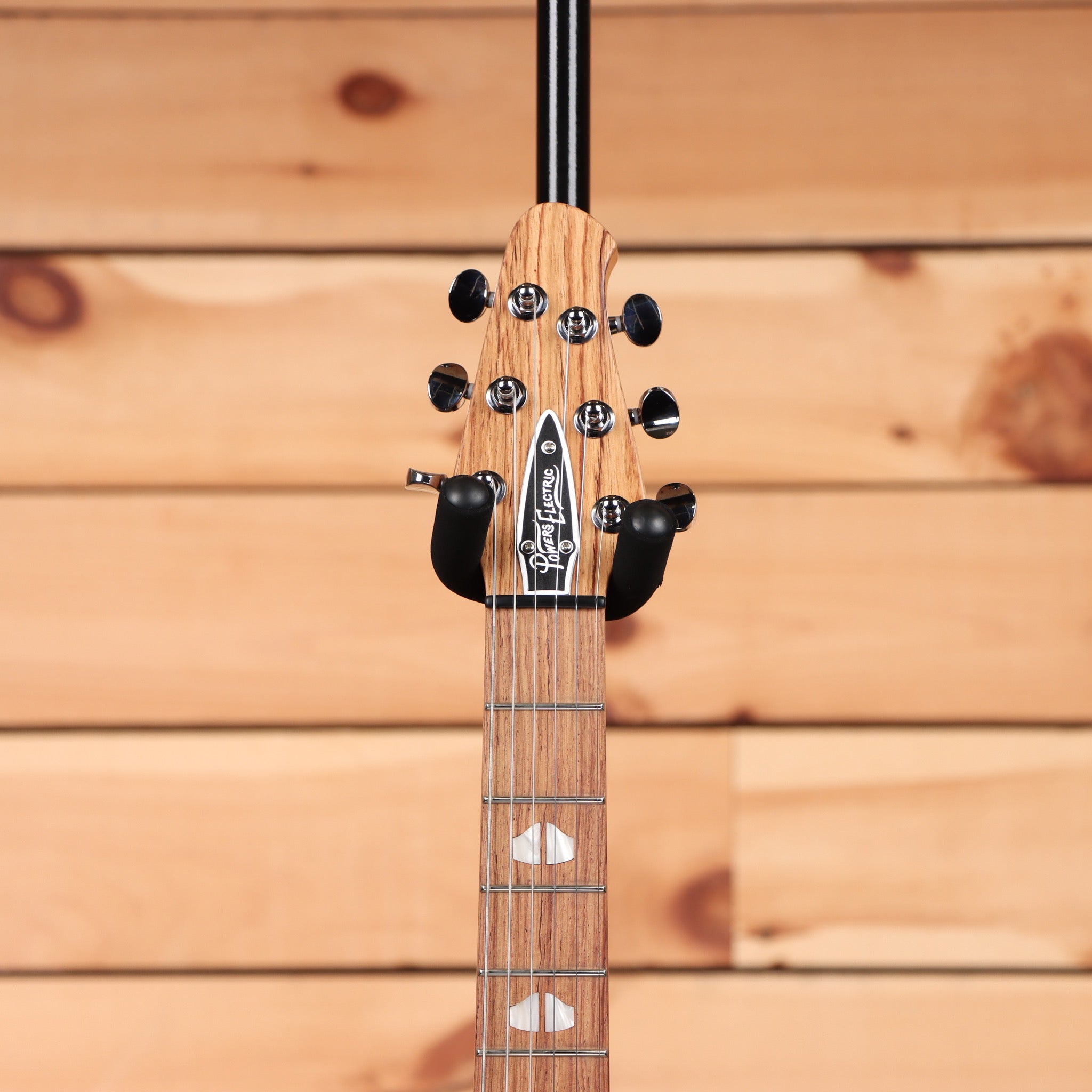 Powers electric A-type Frozen Berry Metallic guitar with maple neck and chrome hardware
