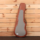 Powers Electric A-Type Viola purple metallic case with houndstooth interior padding