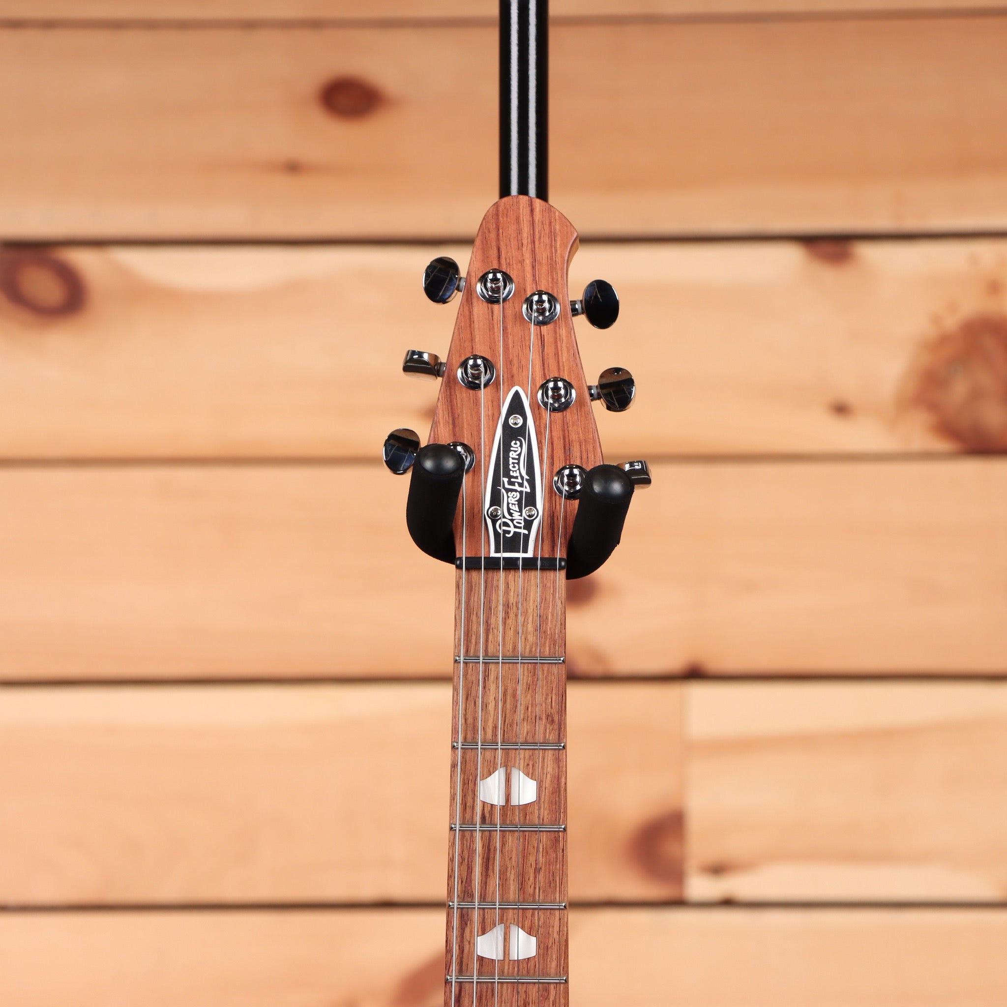 Powers Electric A-Type Viola purple metallic electric guitar with rosewood fretboard and chrome tuners