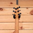 Powers Electric A-Type Viola purple metallic electric bass with black tuning machines and maple neck