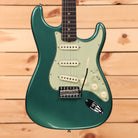 Fender Custom Shop Limited 1963 Stratocaster Journeyman Relic electric guitar Aged Sherwood Green Metallic with single-coil pickups
