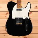 Fender Custom Shop Limited Reverse 1950s Telecaster relic electric guitar aged black with white pickguard and gold hardware
