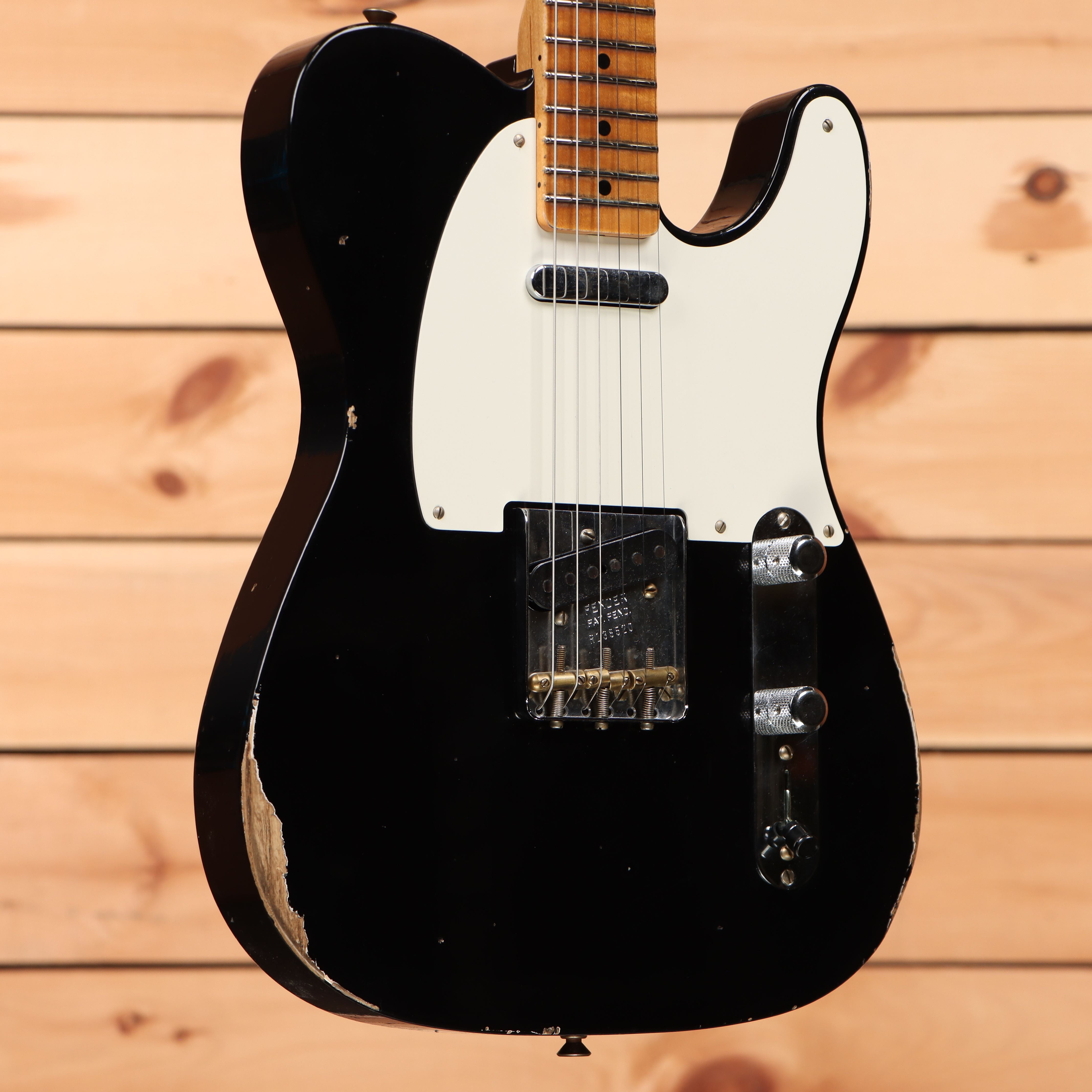 Fender Custom Shop Limited Reverse 1950s Telecaster electric guitar aged black with maple neck and single-coil pickup