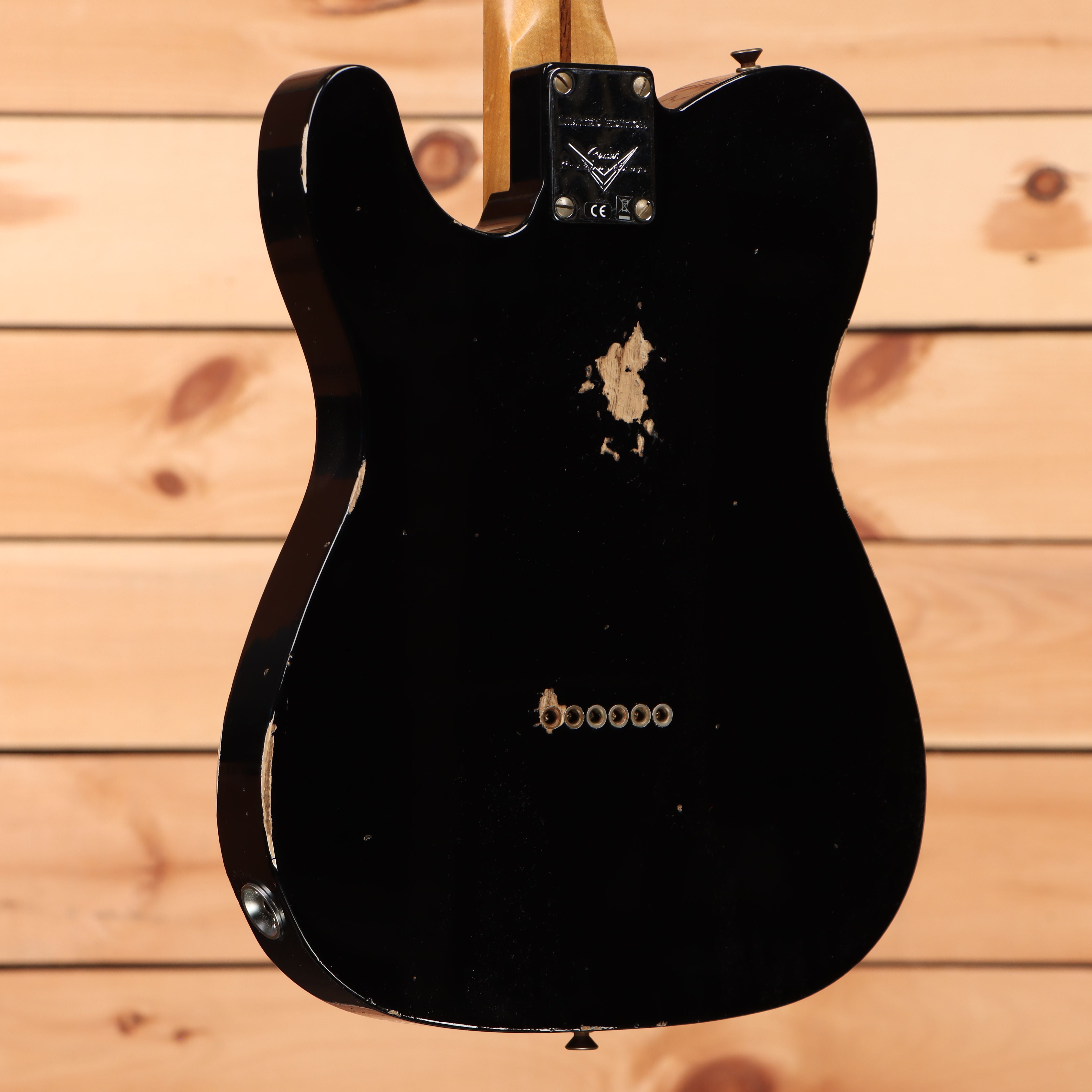 Fender Custom Shop Limited Reverse 1950s Telecaster relic electric guitar aged black with single-coil pickups