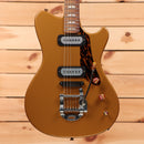 Powers Electric A-Type Golden Yellow Metallic electric guitar with dual humbucker pickups and tremolo bridge