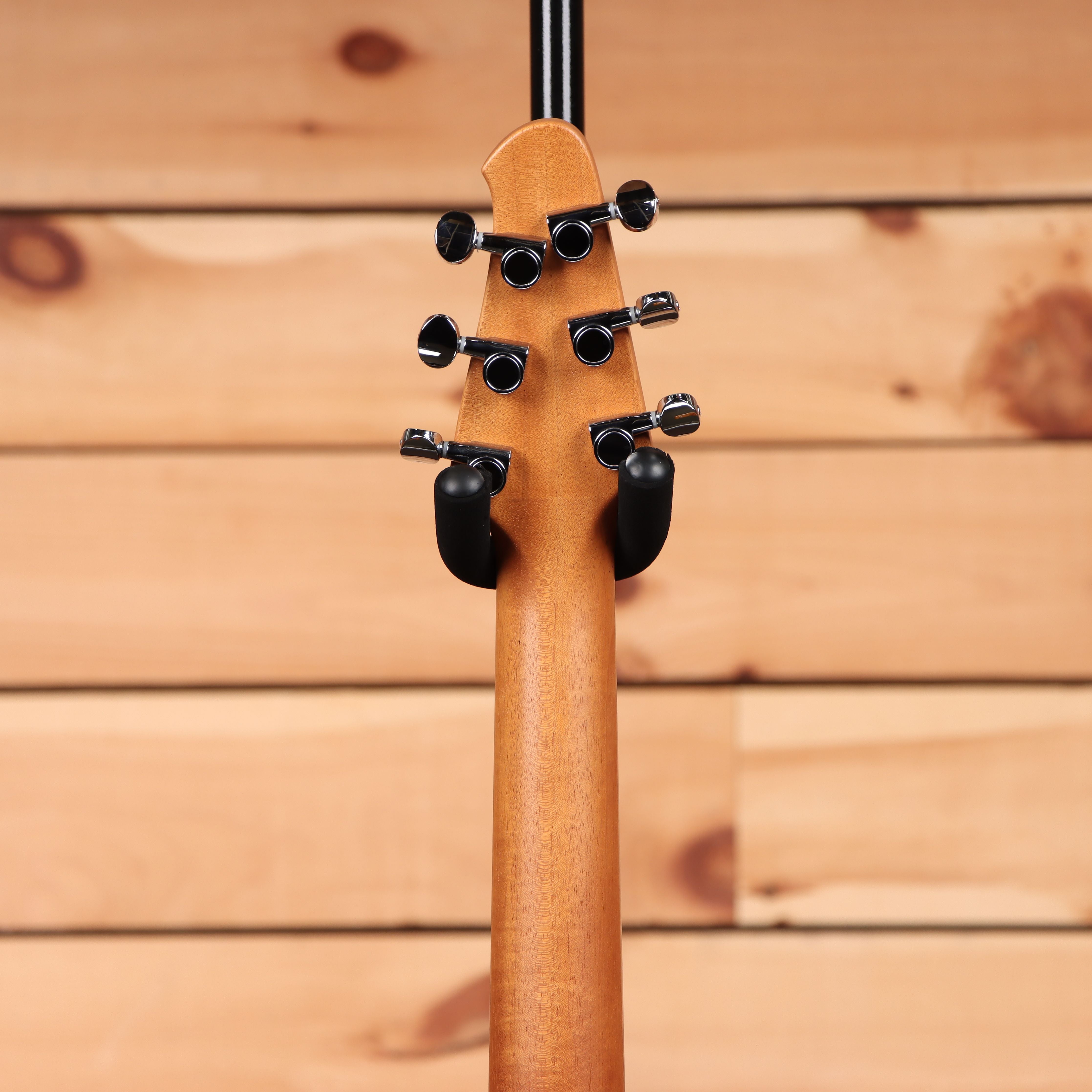 Powers Electric A-Type Golden Yellow Metallic bass guitar with black hardware and tuning machines