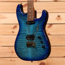Charvel USA Custom Shop San Dimas HS CT electric guitar Chlorine Burst with humbucker pickups and tremolo bridge