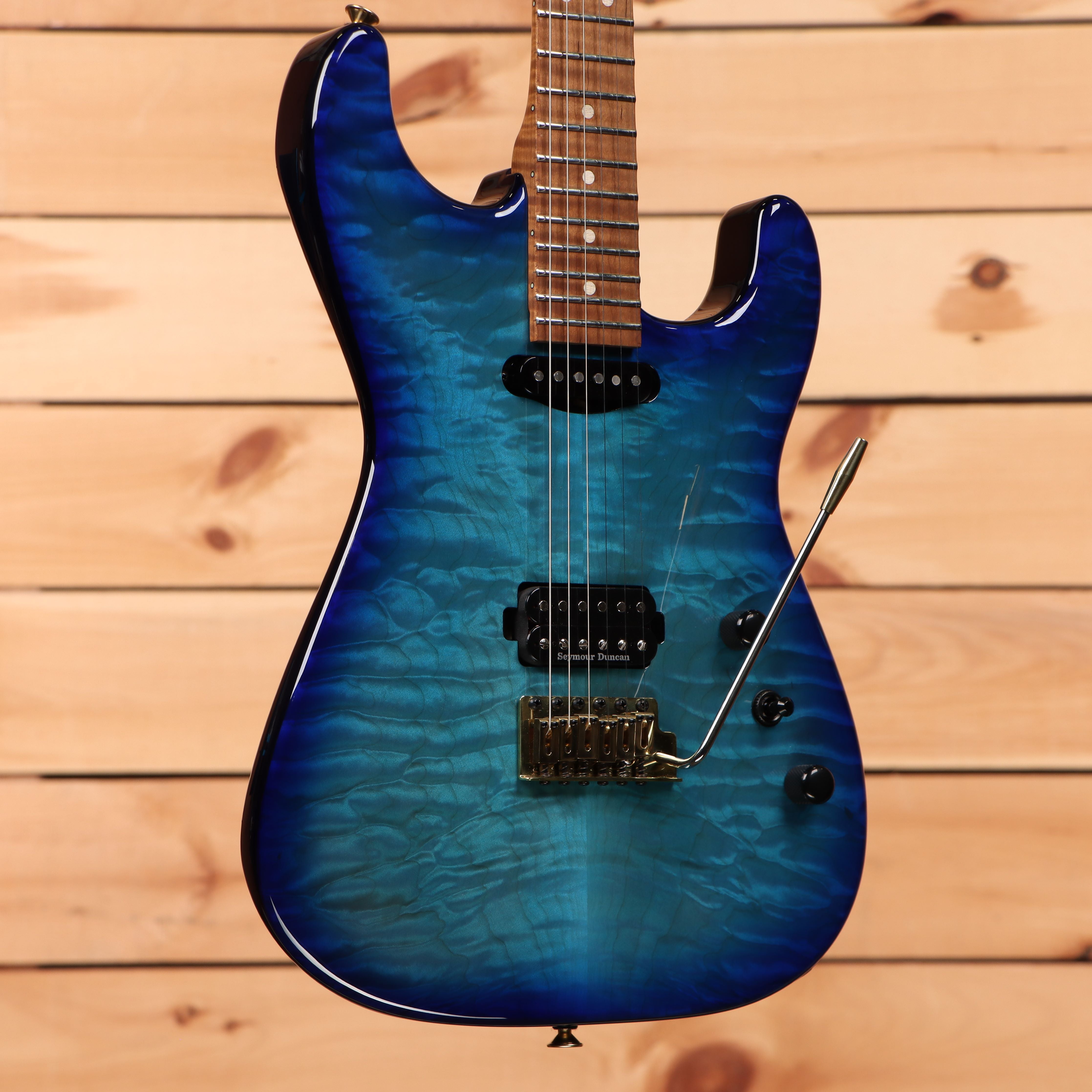 Charvel USA Custom Shop San Dimas HS CT electric guitar Chlorine Burst with dual humbuckers