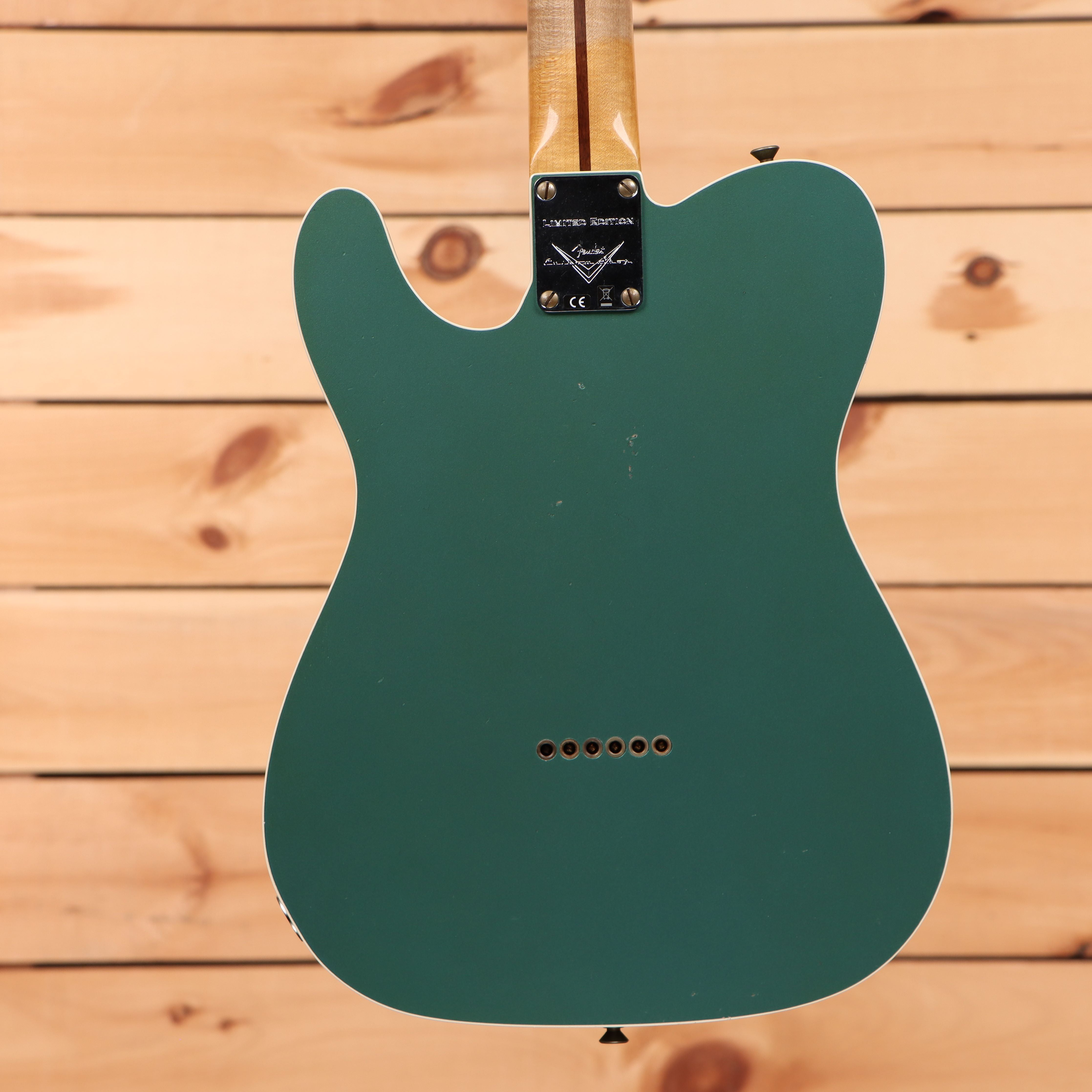 Fender Custom Shop Limited Reverse 1950s Telecaster relic electric guitar Sherwood Green Metallic with single-coil pickups
