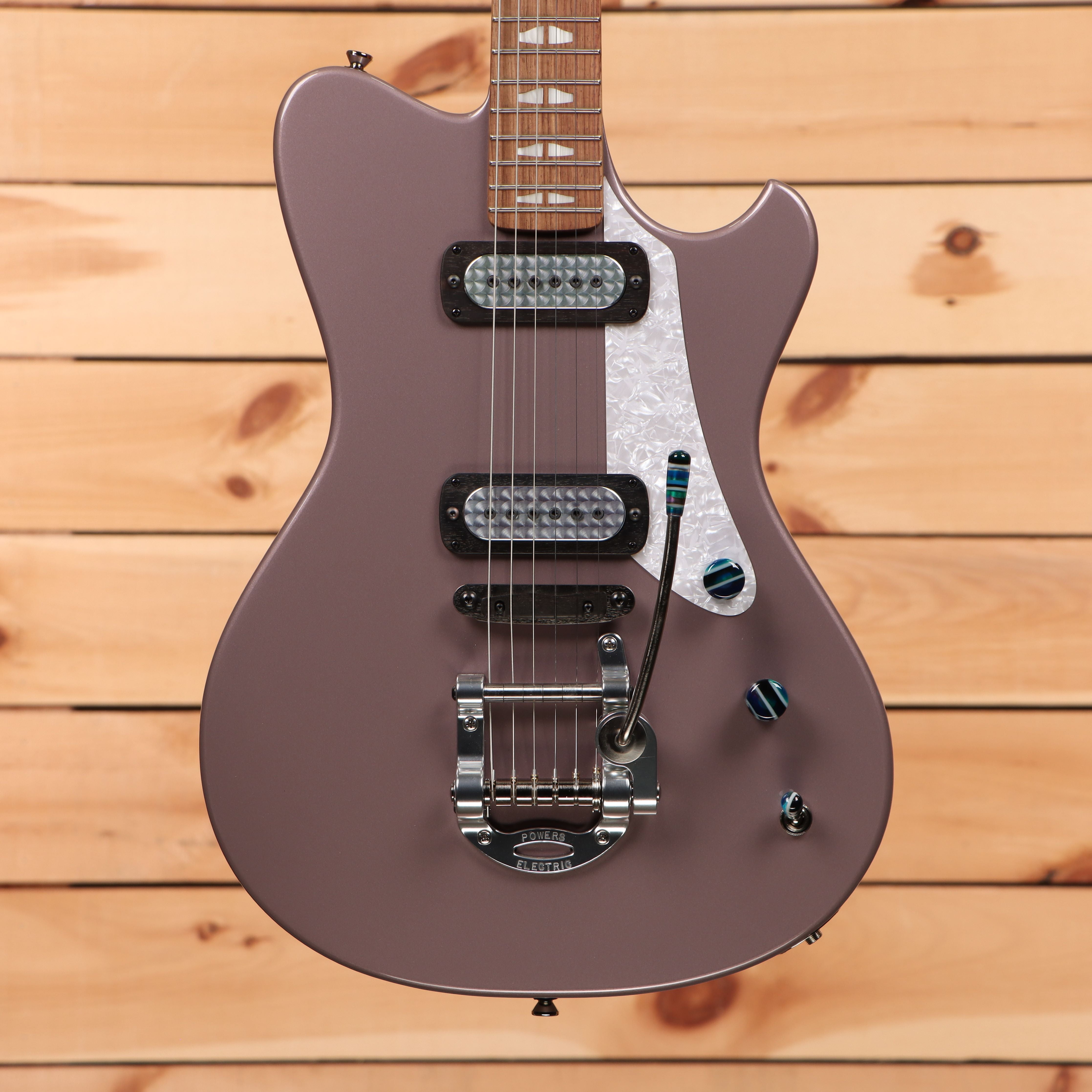 Powers Electric A-Type Frozen Berry Metallic electric guitar with dual humbuckers and tremolo bridge