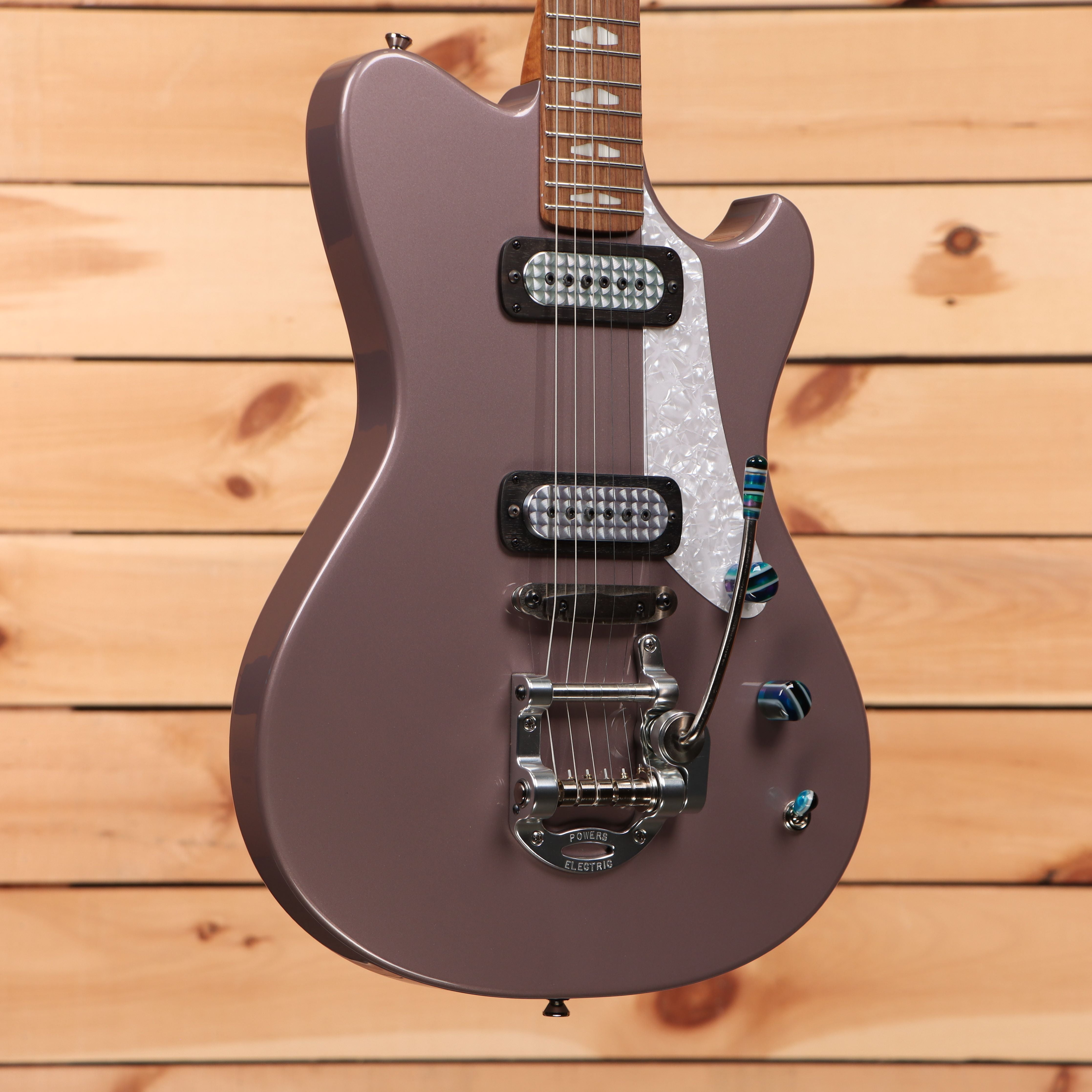 Powers Electric A-Type Frozen Berry Metallic electric guitar with dual humbucker pickups