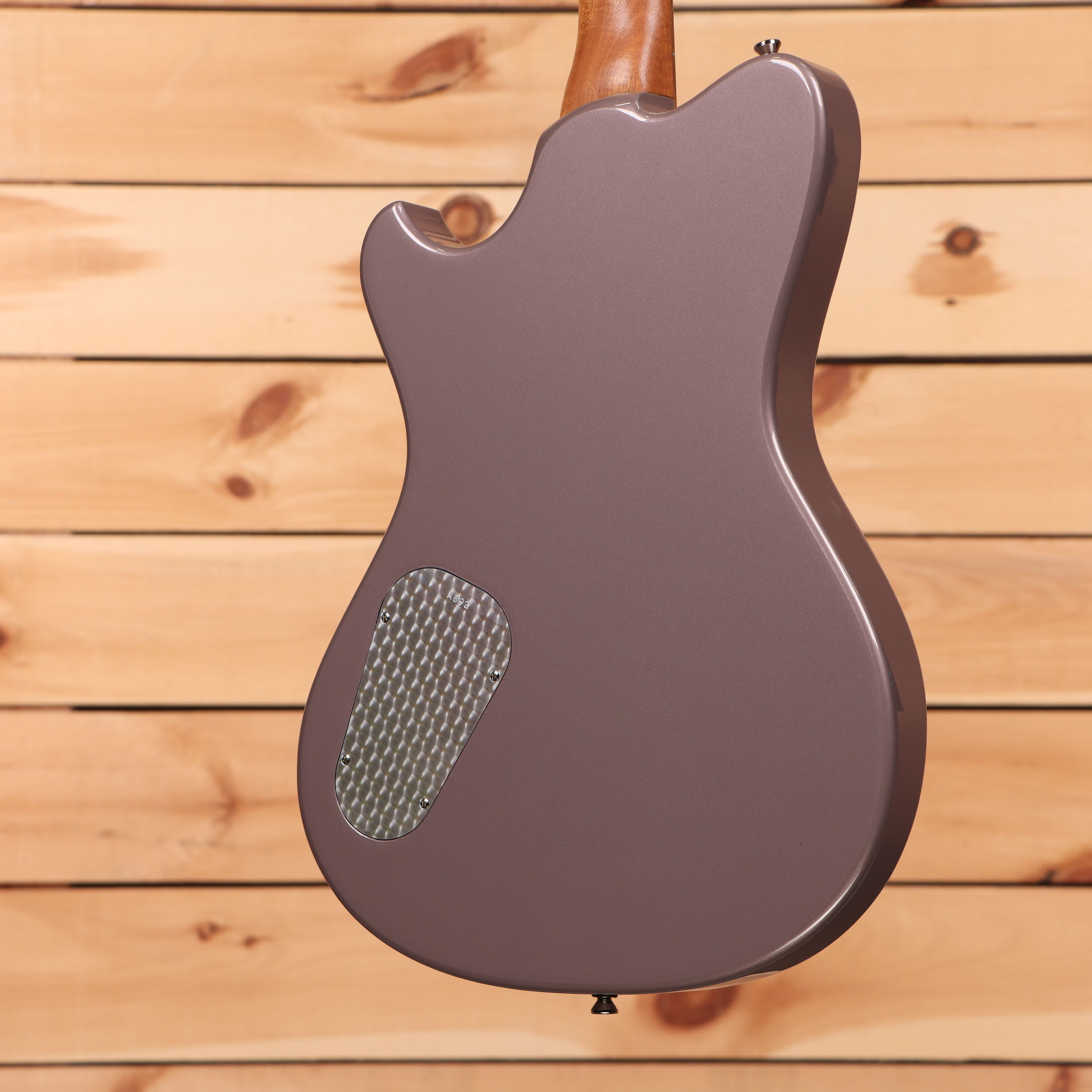 Powers A-Type Frozen Berry Metallic electric guitar with mesh soundhole cover and contoured body