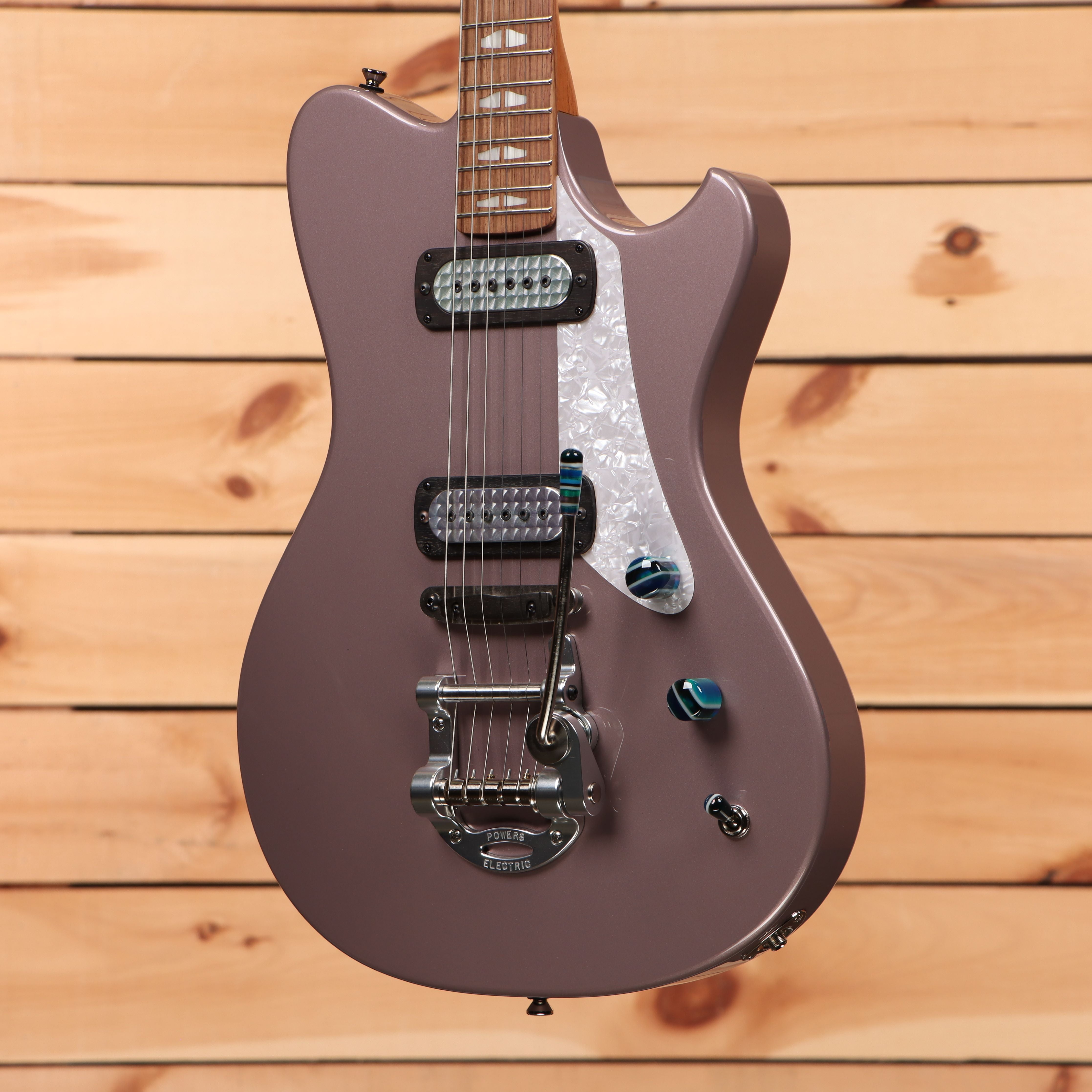 Powers Electric A-Type Frozen Berry Metallic electric guitar with dual humbuckers and tremolo bridge
