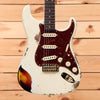 Fender Custom Shop Limited 1962 Stratocaster Heavy Relic - Aged Olympic White Over 3 Color Sunburst