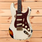 Fender Custom Shop 1962 Stratocaster heavy relic electric guitar Olympic White three-color sunburst with single-coil pickups