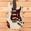 Fender Custom Shop Limited 1962 Stratocaster Heavy Relic - Aged Olympic White Over 3 Color Sunburst