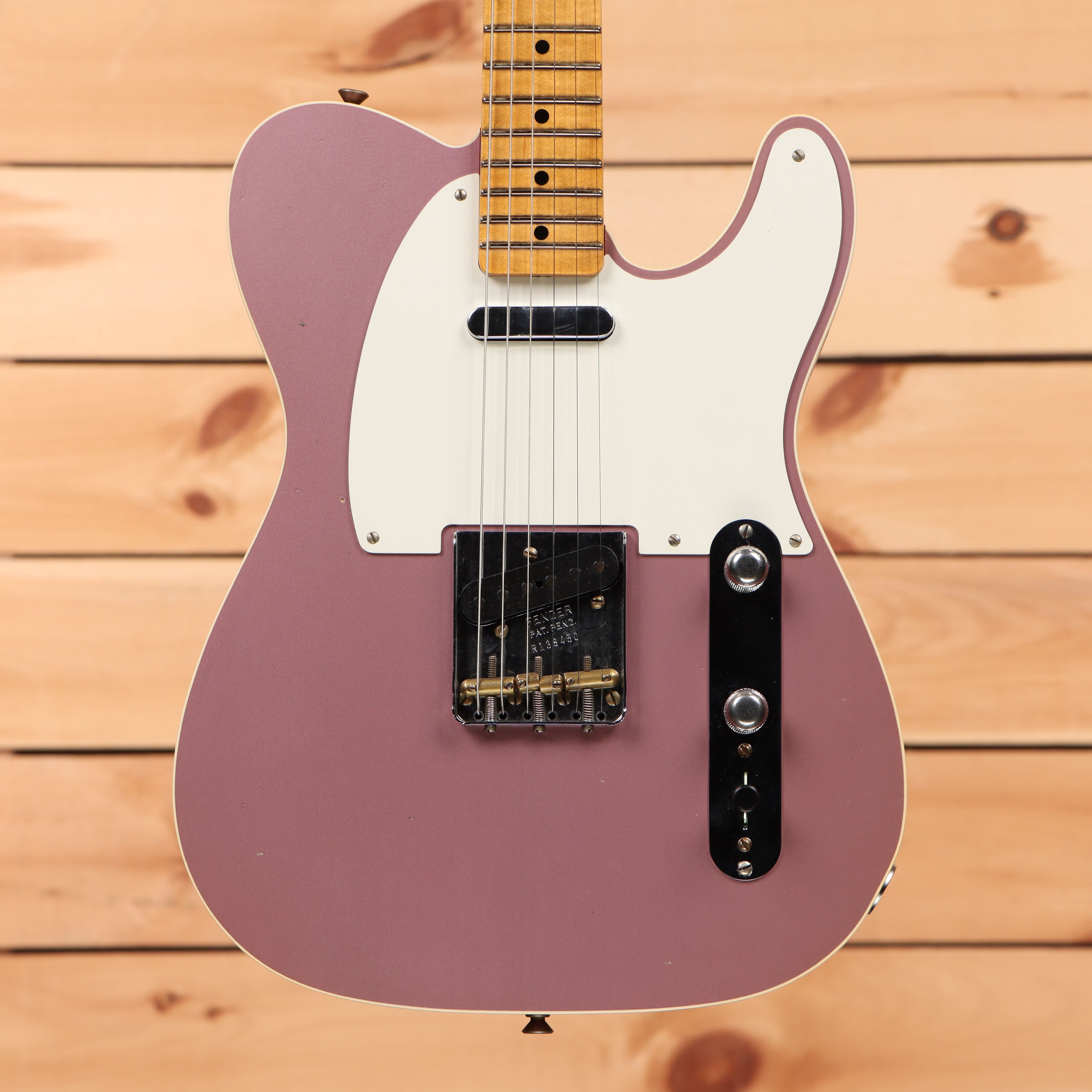 Fender Custom Shop Limited Reverse 1950s Telecaster electric guitar Faded Aged Burgundy Mist Metallic with single-coil pickup