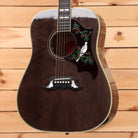 Gibson Dove Original dreadnought acoustic guitar Trans Ebony with inlaid bird and floral abalone pickguard