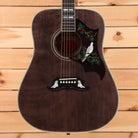 Gibson Dove Original M2M dreadnought acoustic guitar Trans Ebony with inlaid bird and floral pickguard