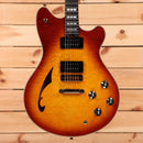 EVH SA126 Special semi-hollow electric guitar Tobacco Burst with dual humbuckers and f-hole cutaway