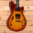 EVH SA126 Special semi-hollow body electric guitar Tobacco Burst with dual humbuckers and f-hole cutaway